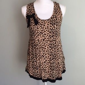 Betsy Johnson cheetah Leopard bow tie shirt sz L